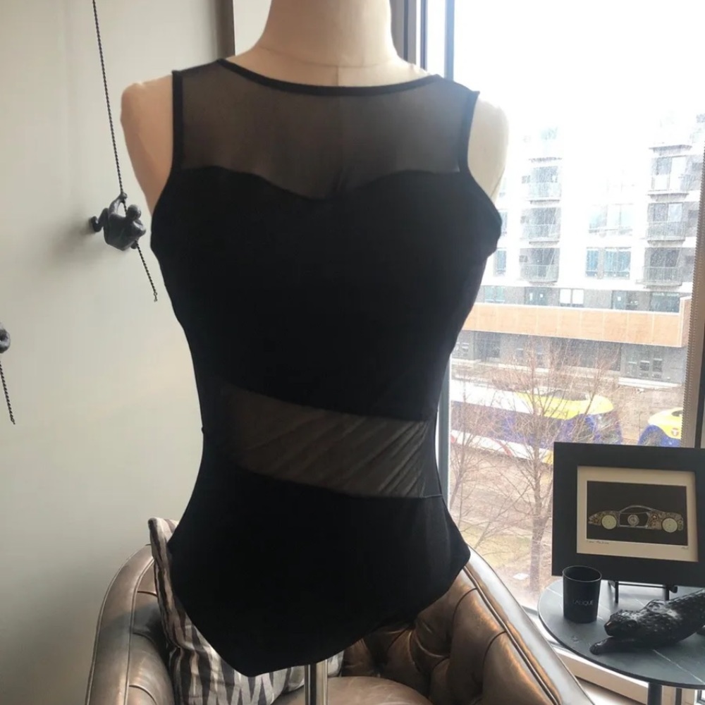 New Black Fuzzi Mesh Panel One Piece Swimsuit Size 44 IT (US Medium)